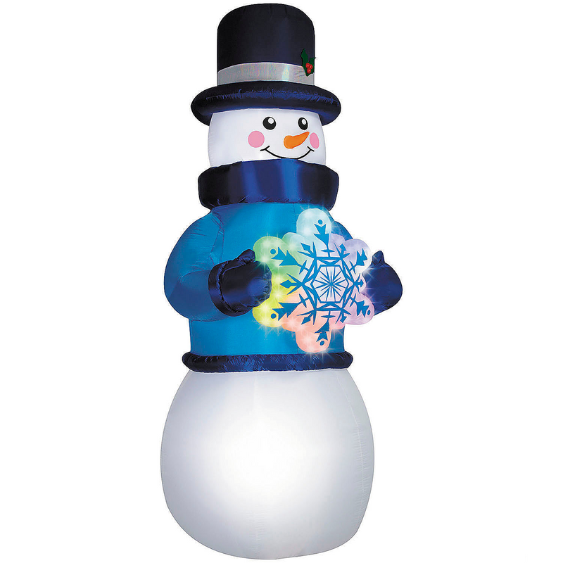 12 Ft. Airblown Inflatable Snowman with Rainbow Lightshow Snowflake Outdoor Yard Decoration