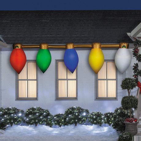 13 Ft. 5 3/4" Airblown Inflatable Hanging Multicolor Christmas Lightbulb String