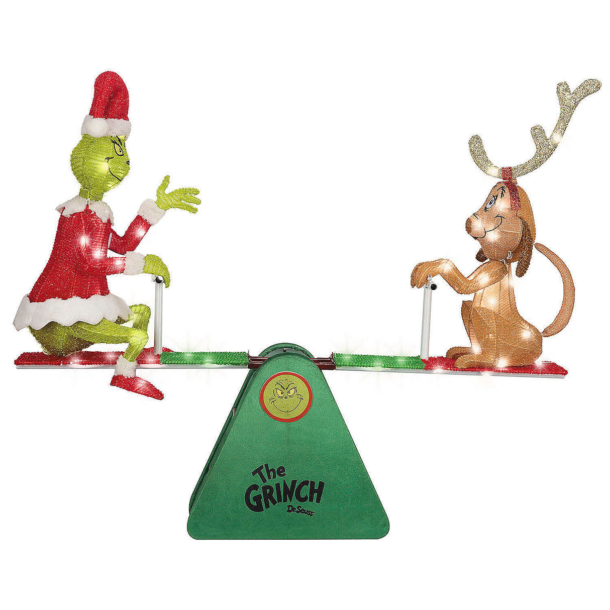 Festive Airblown Inflatable Dr. Seuss Grinch with Max Teeter Totter Outdoor Decoration for Holiday Cheer