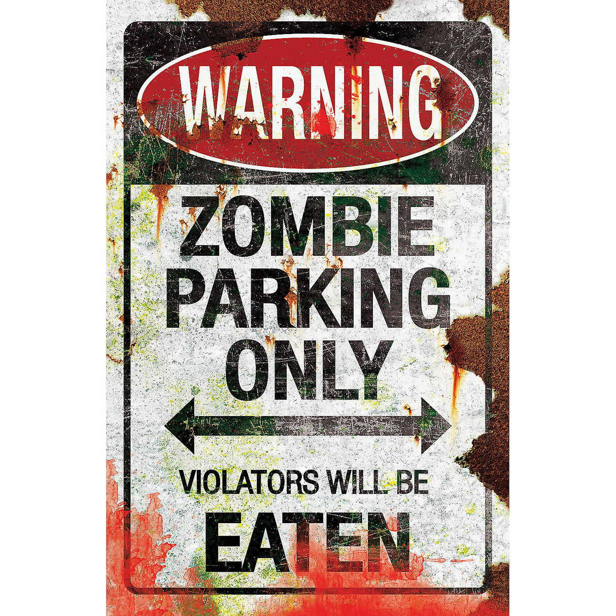 Metal Zombie Parking Sign for Haunted House Displays and Halloween Decor