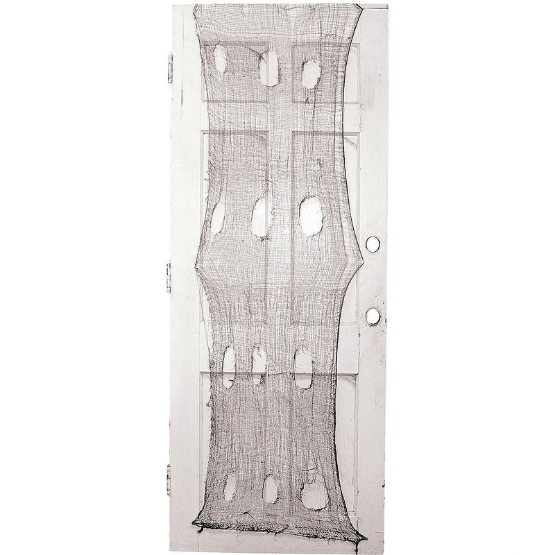 Spooky Black Creepy Door Cloth Decoration for Halloween Parties and Haunted Gatherings