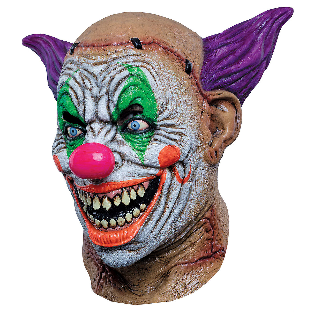 Creepy Psycho Neon Clown Latex Mask for Halloween Parties Costume Events and Scary Dress Up
