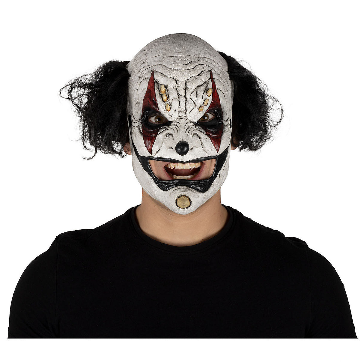 Authentic Prankster Black Clown Overhead Latex Mask for Halloween Costume Parties and Scary Events