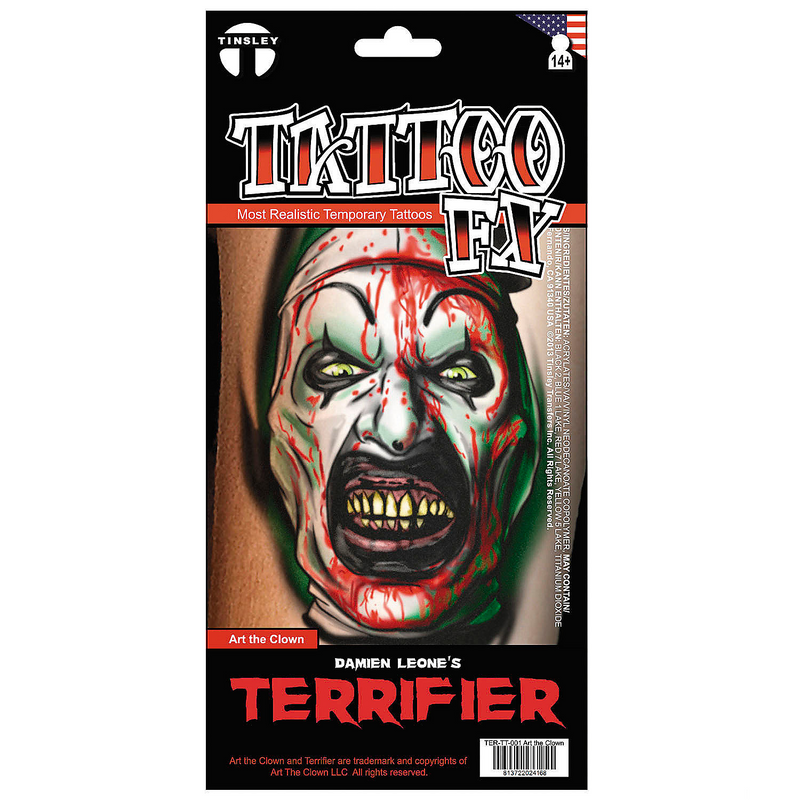 Terrifier 3 Art the Clown Temporary Tattoo for Halloween Costumes and Themed Events