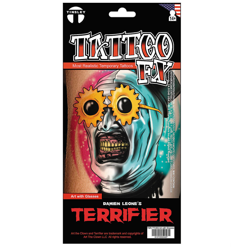 Tinsley Transfers Art the Clown Temporary Tattoo for Halloween Costumes and Spooky Events