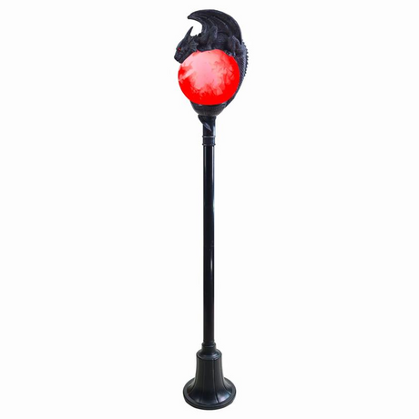 6 Ft. Light-Up Flaming Dragon Lamp Post with Sound Halloween Decoration