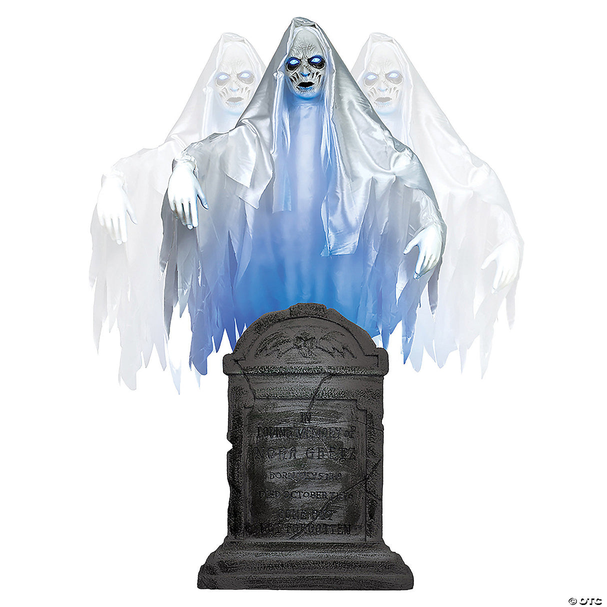 Spooky 6 Ft Ghost Woman Over Tombstone Decoration for Halloween Graveyard Displays and Haunted House Decor