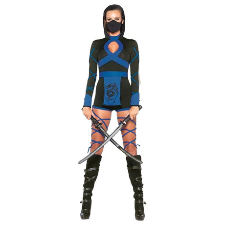 Adult Ninja 3Pc Black/Blue Costume