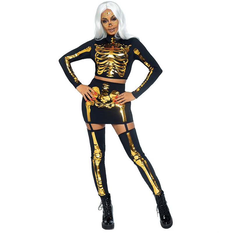 Adult Golden Skeleton 2Pc Costume