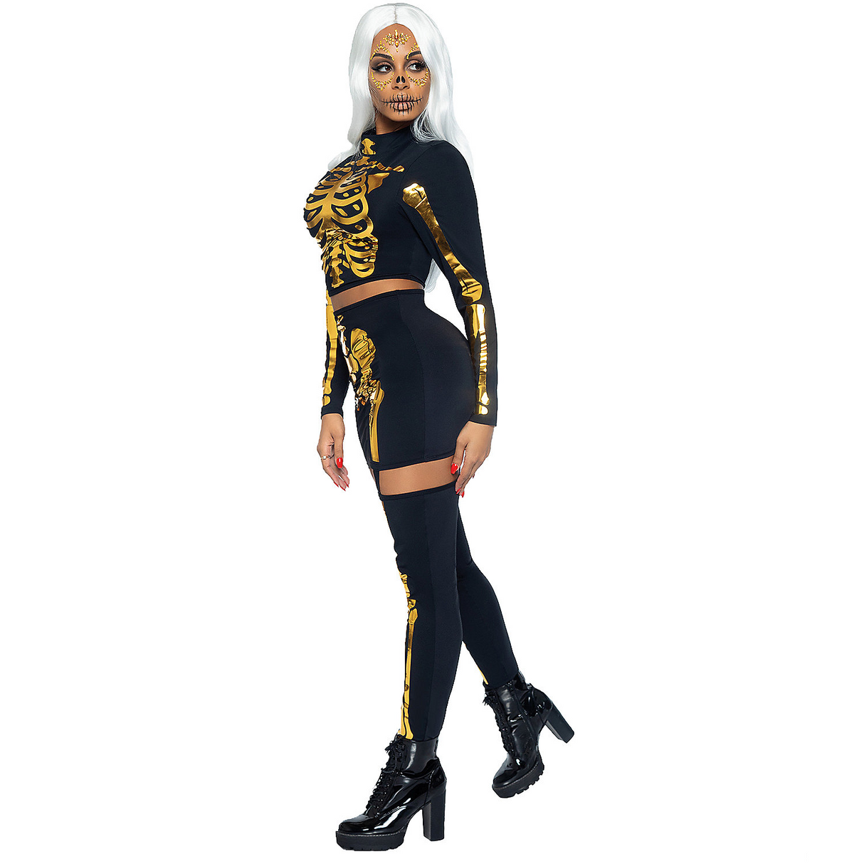 Adult Golden Skeleton 2Pc Costume