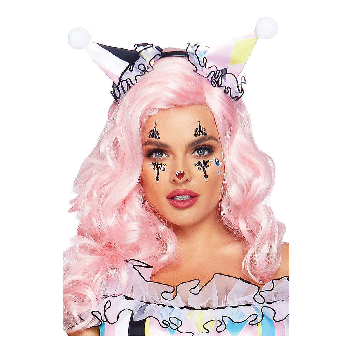 Dazzling Harlequin Adhesive Face Jewel for Creative Makeup Halloween Parties and Costume Events