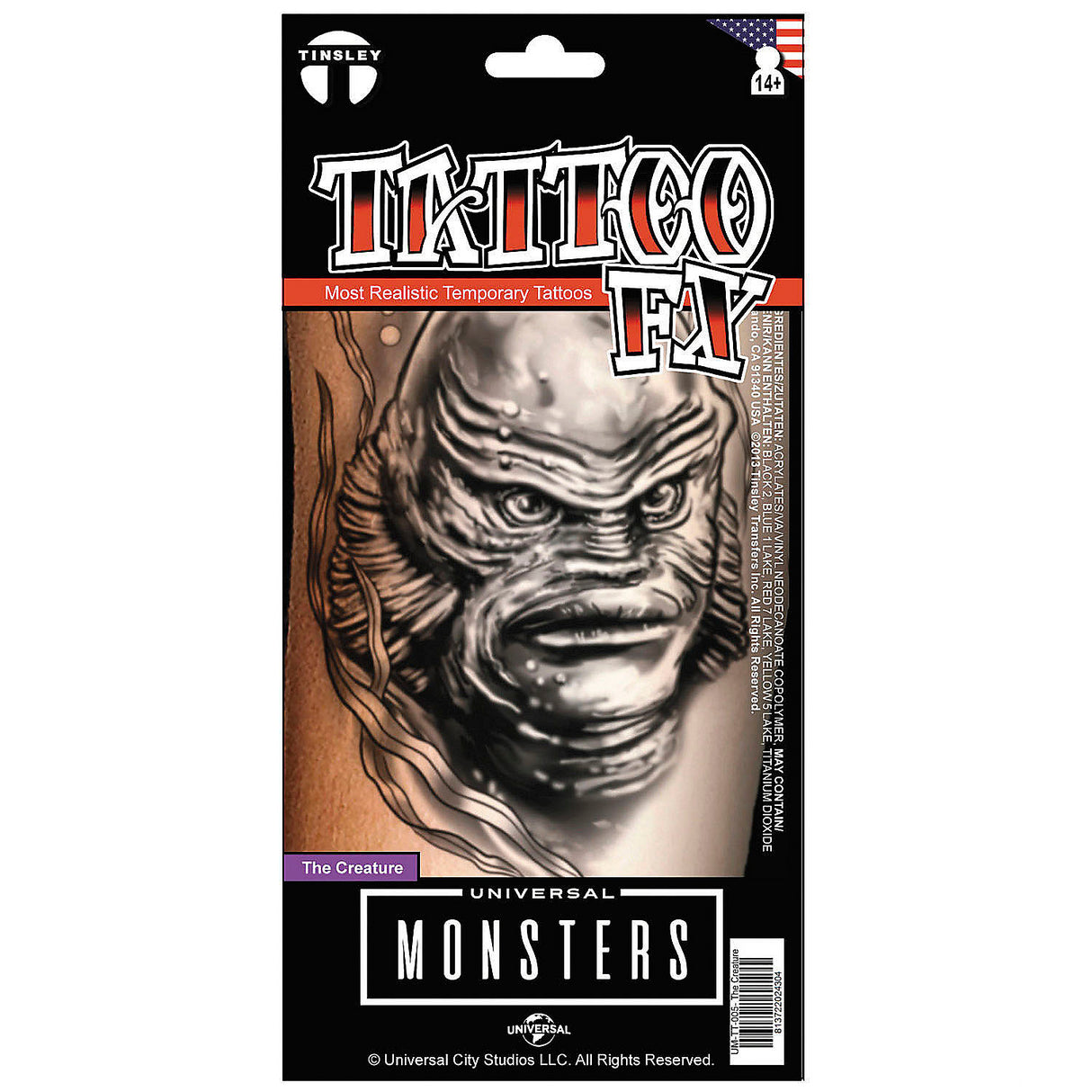 Tinsley Transfers Universal Monsters Temporary Tattoo for Halloween Costume Accessories and Themed Parties