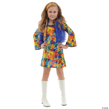 Colorful Girl's Hippie Costume for Halloween Dress Up Parties and Creative Play