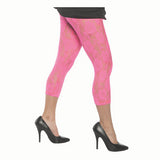 Stylish Lace Leggings in Neon Pink for 80s Theme Parties Costume Events and Pop Music Celebrations