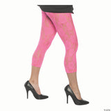 Stylish Lace Leggings in Neon Pink for 80s Theme Parties Costume Events and Pop Music Celebrations