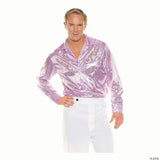 Funky Disco Shirt with Purple Circles for Retro Themed Parties and 70s Costume Events