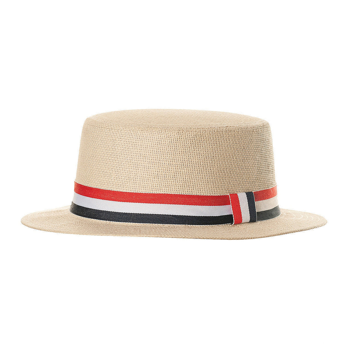 Stylish Straw Hat with Flag Band for 1920s Costume Parties and Themed Celebrations