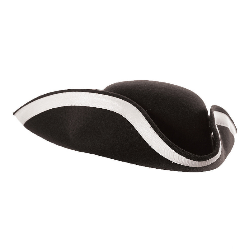 Colonial Tricorn Ribbon Hat for Pirate Halloween Costumes and Themed Events