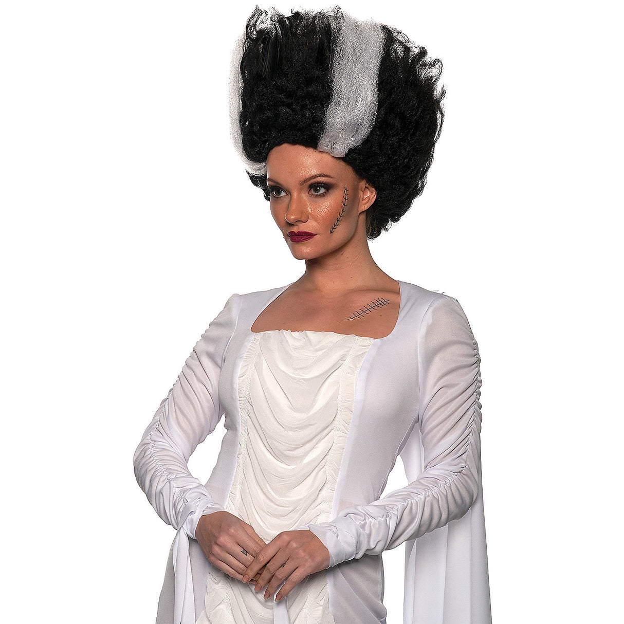 Premium Bride Wig Black and White for Halloween Parties Themed Events and Cosplay Dress Up