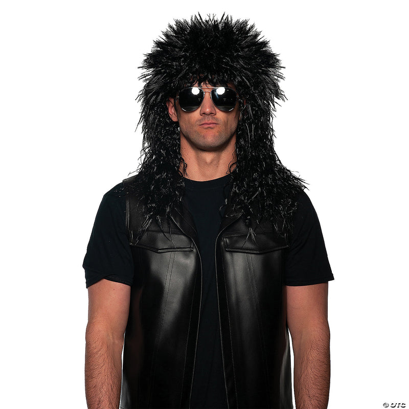 Stylish Black Rocker Wig for Concerts Halloween Parties and Themed Events