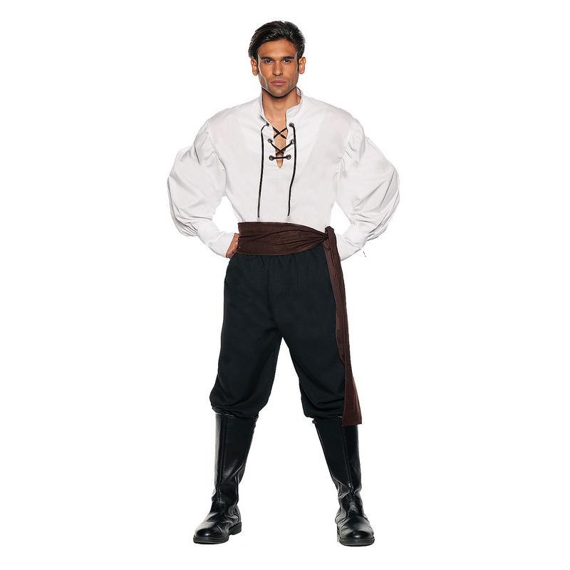 Men's White Renaissance Costume Shirt for Historical Theme Parties and Cosplay Events