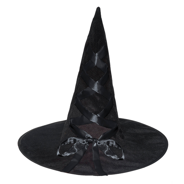 Witch Hat Ribbon Black Adult Costume Accessory