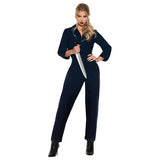 Premium Women's Blue Horror Jumpsuit Costume for Halloween Parties and Spooky Themed Events