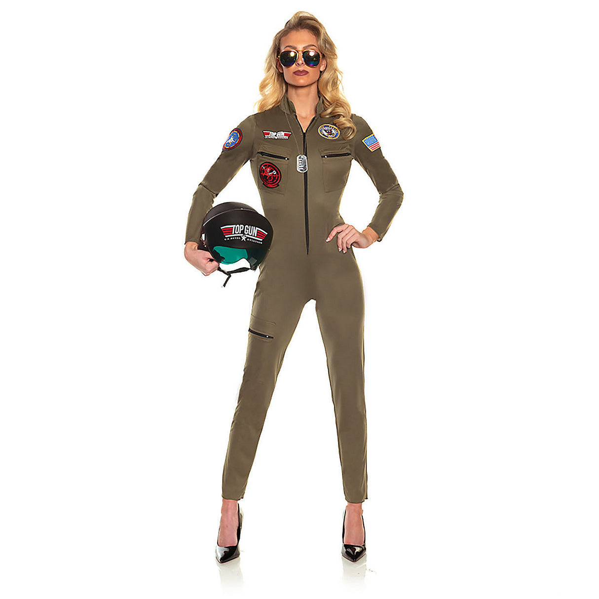 Women's TOP GUN Pilot Jumpsuit Costume for Halloween Parties and Themed Events