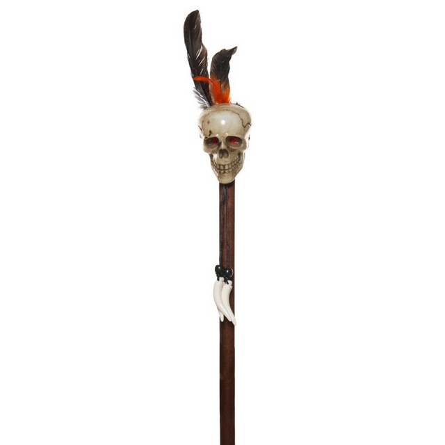 Underwraps Costumes Adults Witch Doctor Staff with Skull & Feathers