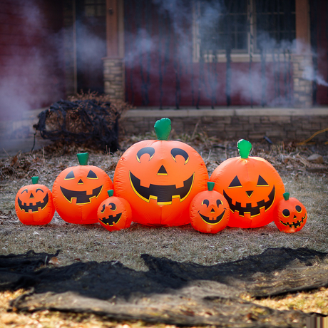 Inflatable Pumpkin Patch Lawn Display for Halloween Decor and Festive Celebrations
