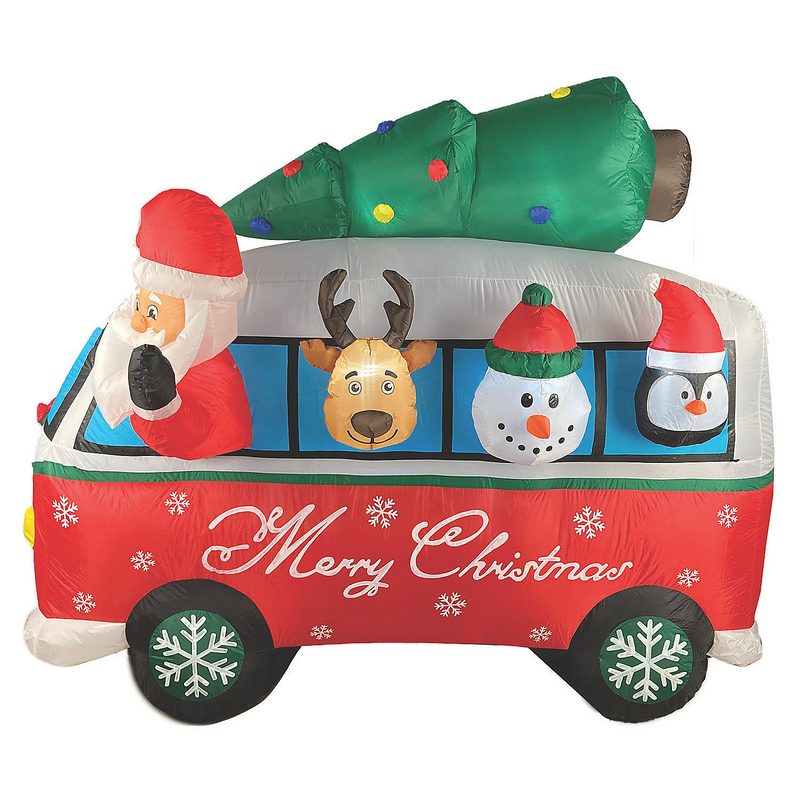 RADYAN Santa vintage van decoration for Christmas outdoor yards, holiday displays, and festive gatherings