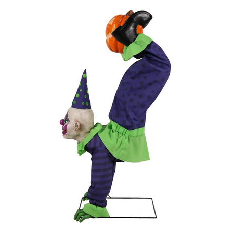 5 Ft. Animated Light-Up Upside-Down Clown with Jack-O'-Lantern Halloween Decoration