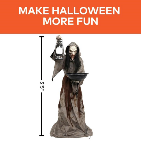 6 Ft. Animated Light-Up Mildred the Wicked Witch Halloween Decoration