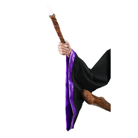 8 Ft. Animated Light-Up Hovering Witch with Broom & Wand Halloween Decoration