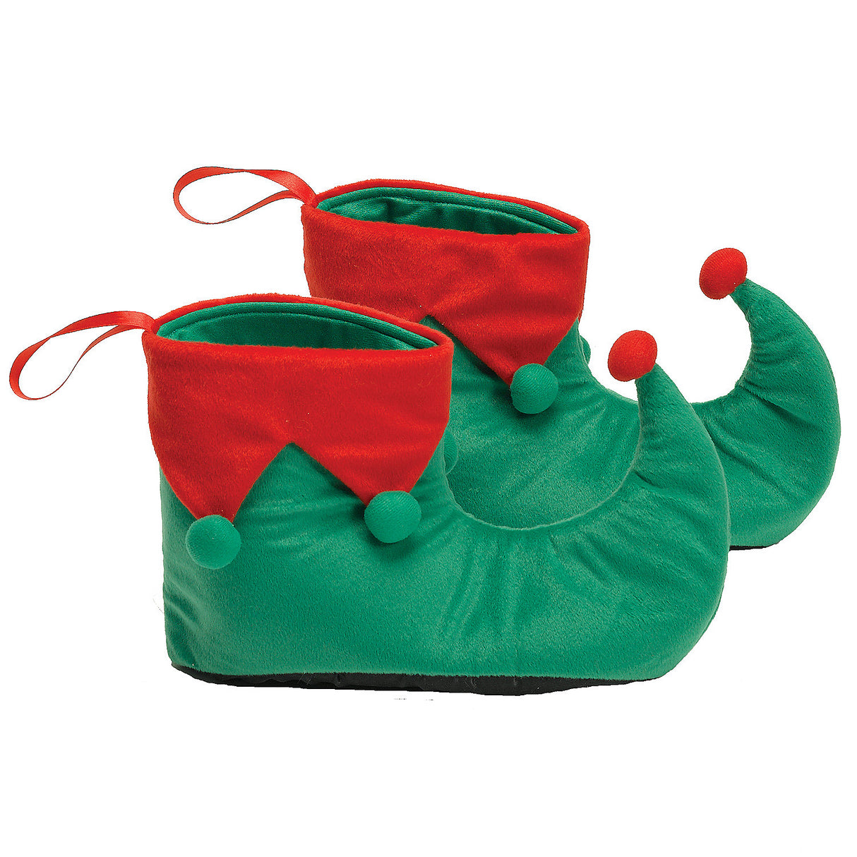 Festive Elf Shoes with Pom-Poms for Christmas Holiday Costumes and Seasonal Celebrations