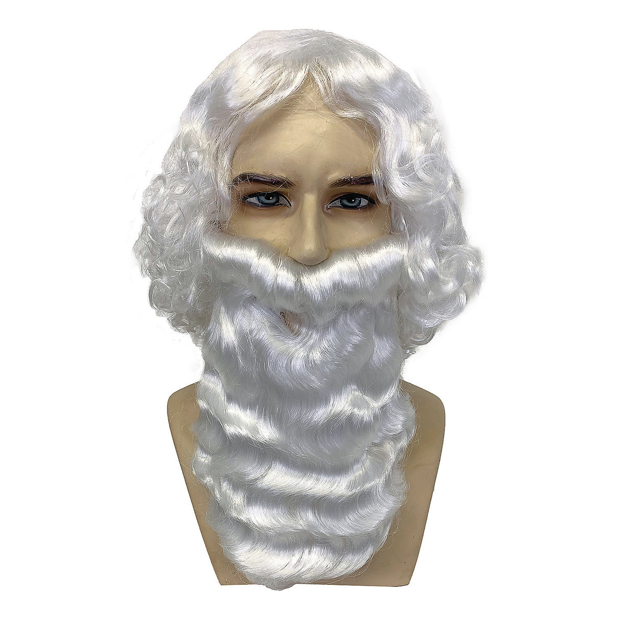 Premium Santa Wig and Beard Set Bright White for Christmas Parties Holiday Celebrations and Themed Events
