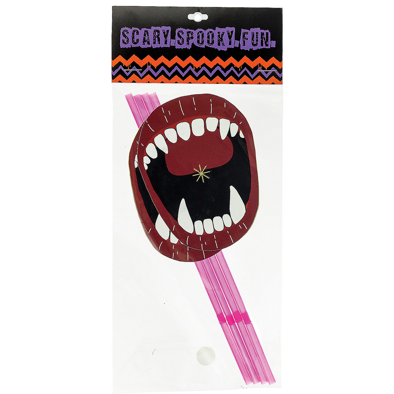Fanged Halloween drinking straws for spooky themed parties