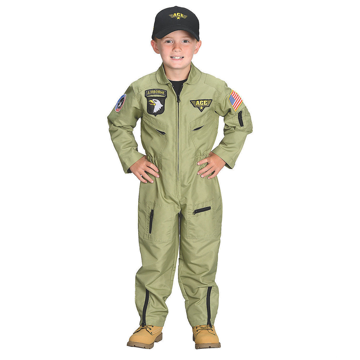 Authentic Boy's Fighter Pilot Costume for Halloween School Celebrations and Dress-Up Fun