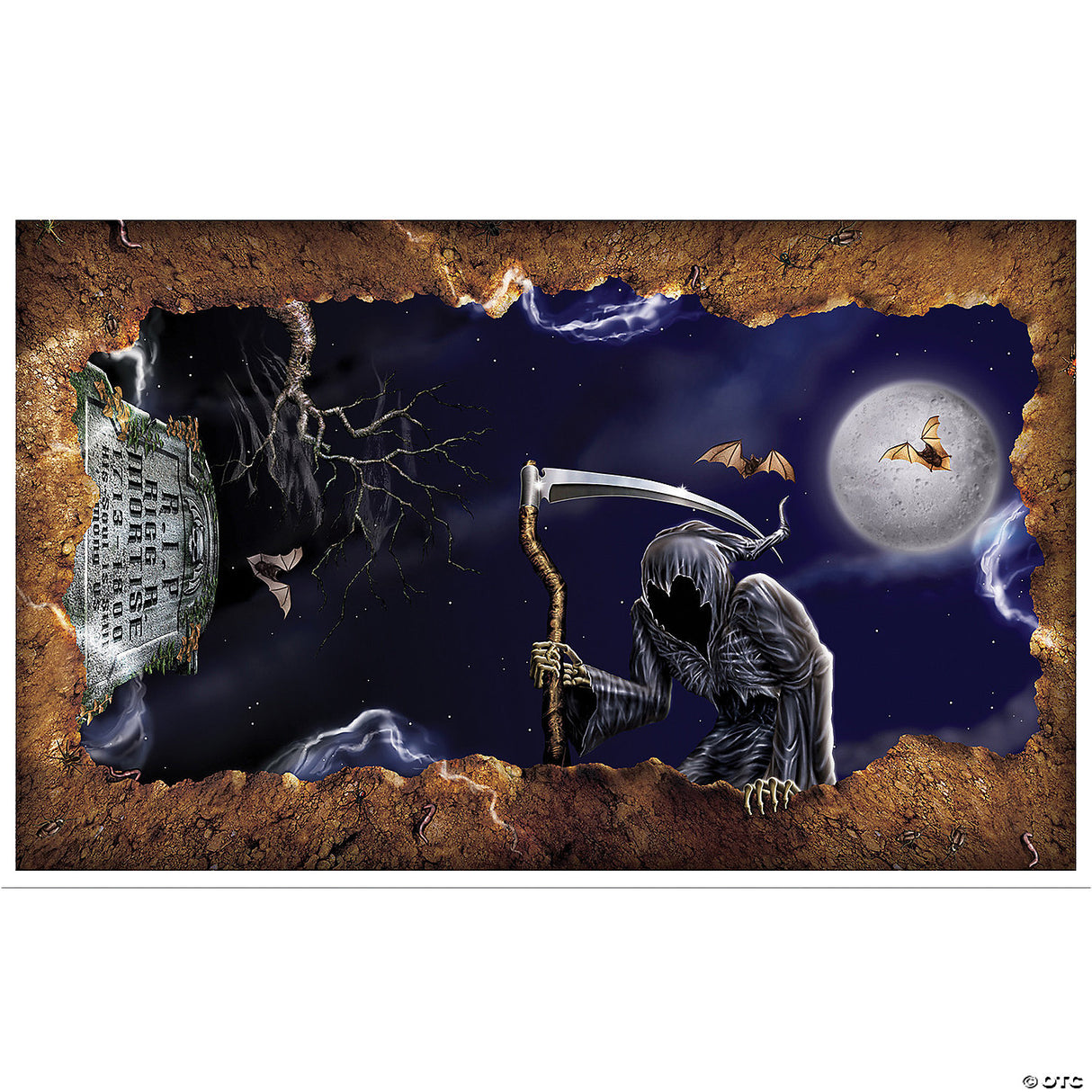 Spooky Open Grave Backdrop for Halloween Parties Decorations and Haunted House Themes