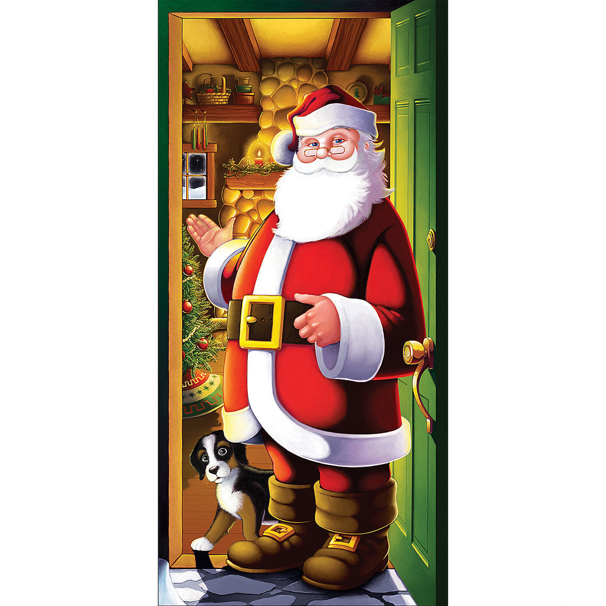 Festive Santa Door Cover for Holiday Decorating Indoor and Outdoor Use