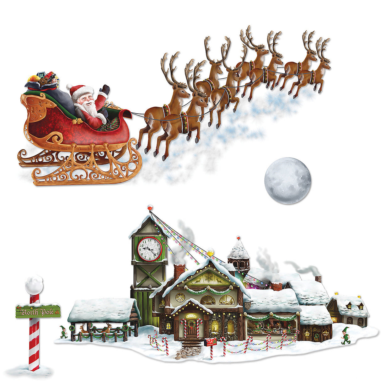 Insta-Theme Santa Sleigh Workshop Props for Holiday Decorations Classroom Events and Winter Celebrations