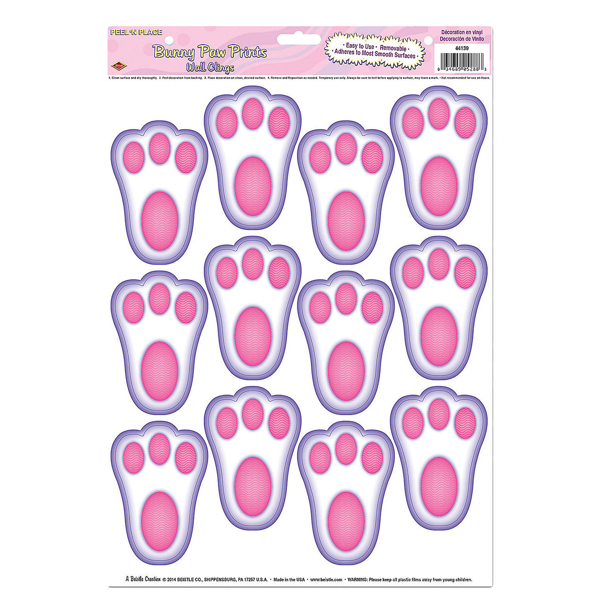 Easter Bunny Paw Prints Window Clings for Holiday Decor and Festive Celebrations
