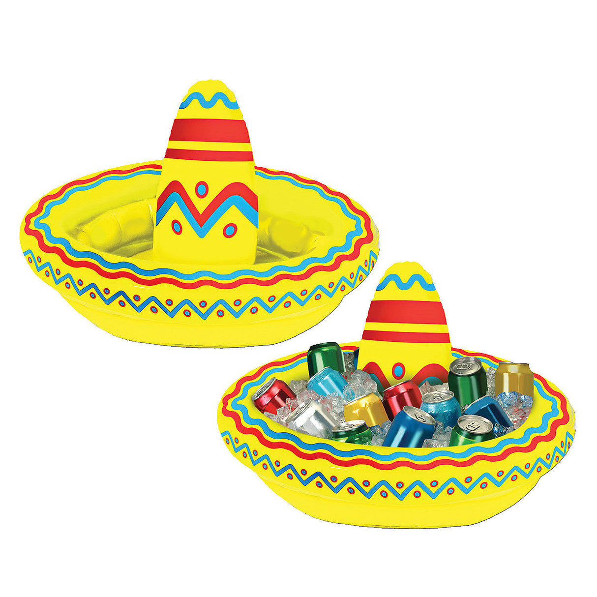 Bright Inflatable Sombrero Cooler for Cinco de Mayo Parties Festivities and Beach Gatherings