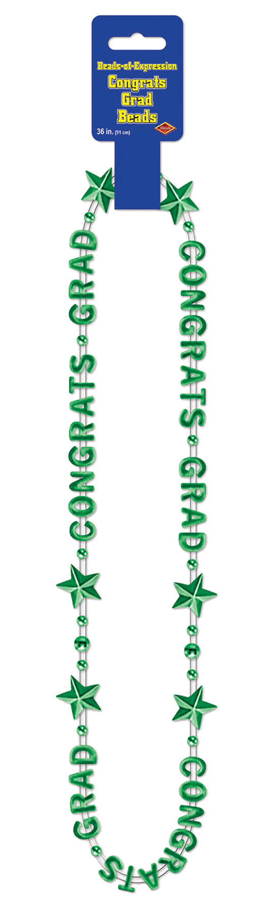 Congrats Grad Beads Green for Graduation Celebrations and Party Favors
