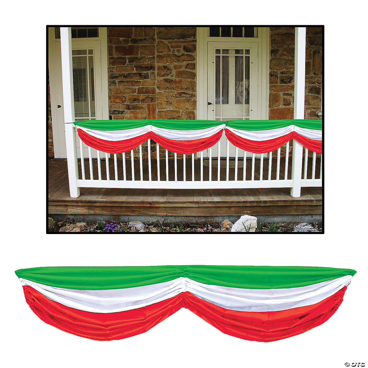 Colorful Red White and Green Fabric Bunting for Outdoor Celebrations Parties and Events