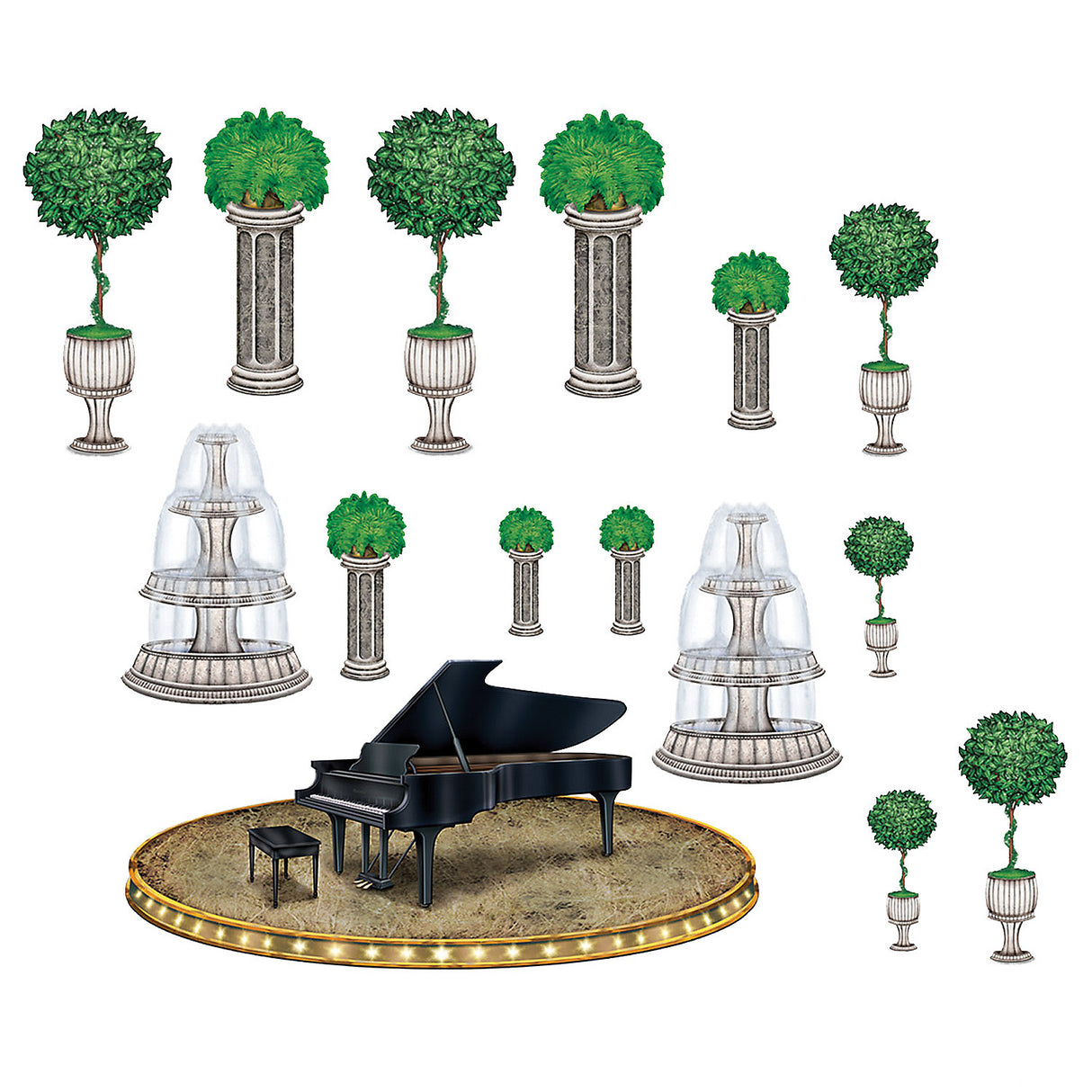Elegant Black Tie Piano and Decor Props for Party Events and Special Celebrations
