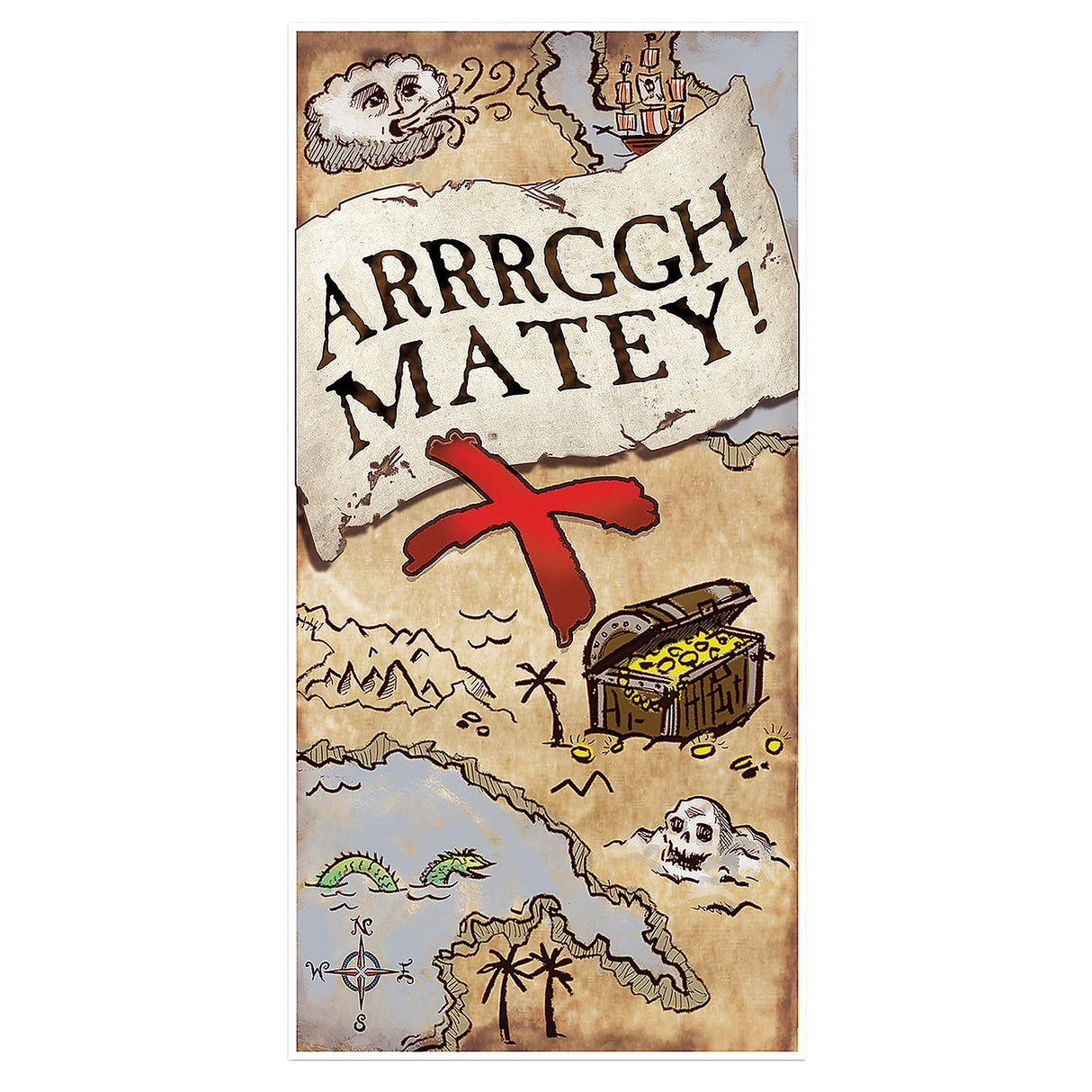 TREAURE MAP DOOR COVER for Pirate Parties and Themed Events