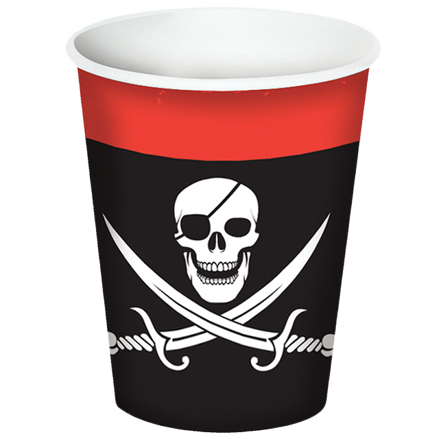 PIRATE BEVERAGE CUPS 9OZ 8PCS