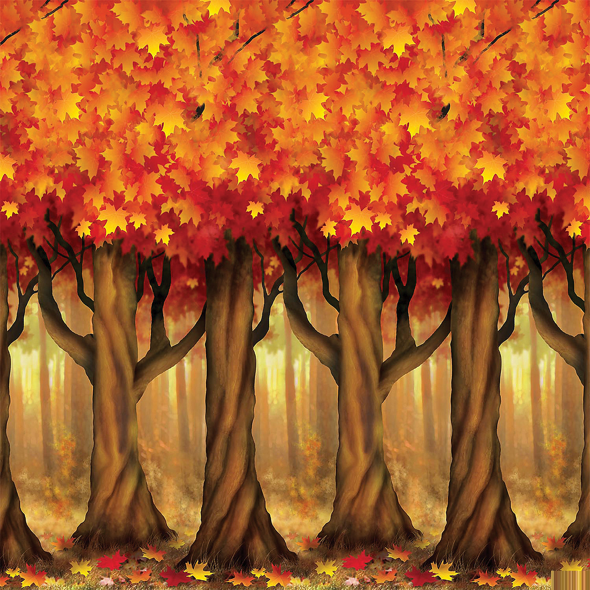 Durable Fall Trees Backdrop 4x30 Feet for Halloween Thanksgiving and Fall Festival Decorations