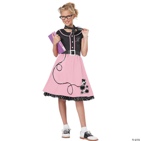 Adorable Girl's Sock Hop Costume for Halloween Parties and 1950's Themed Celebrations